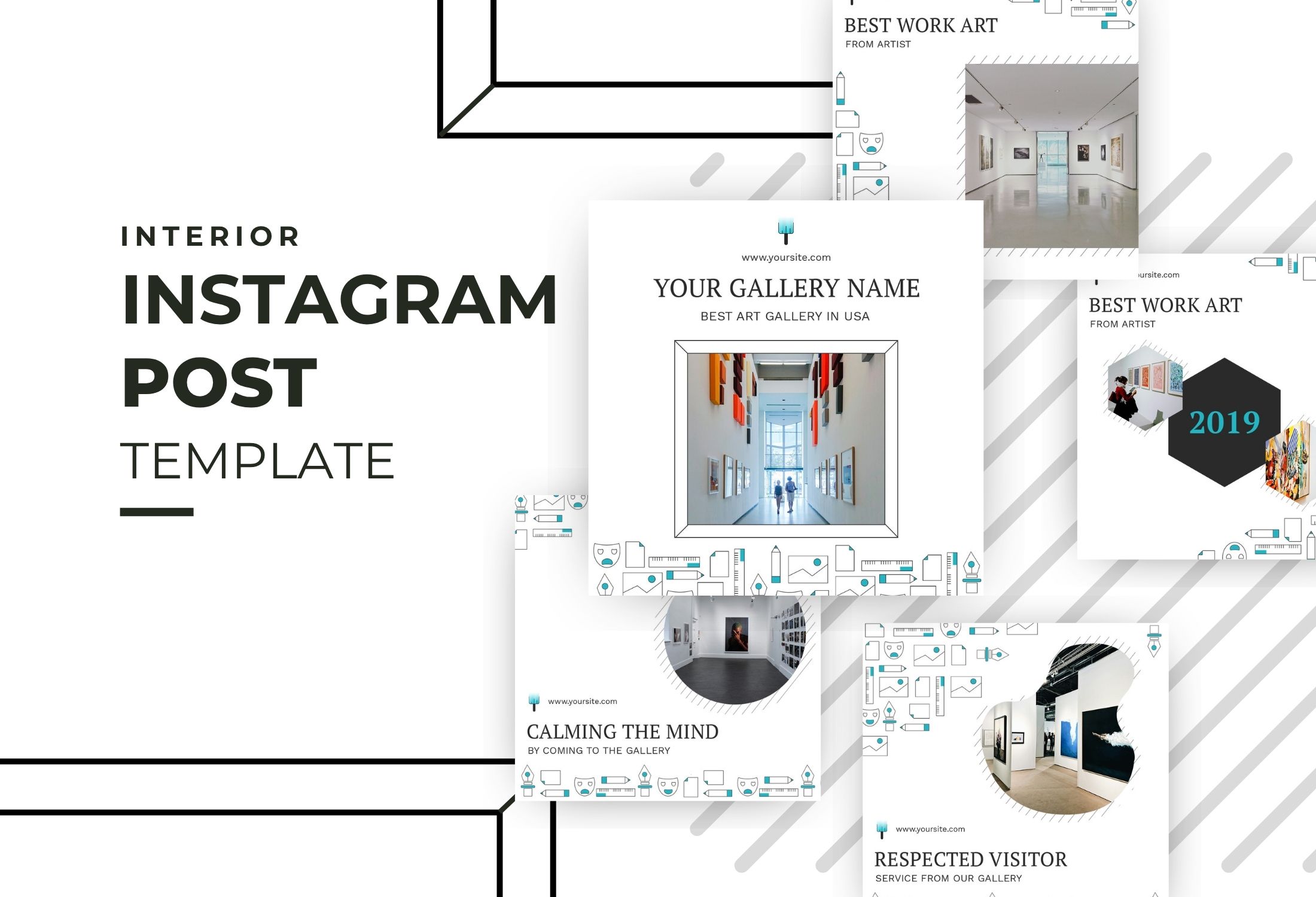 White And Black Modern Art Gallery Instagram Post Template