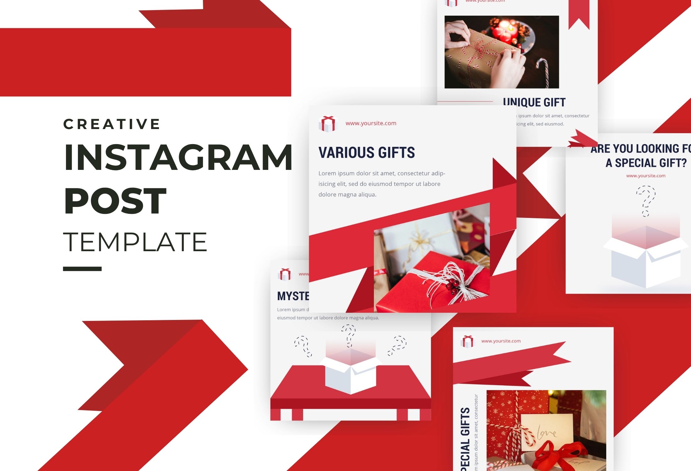 Red And White Creative Gift Ideas Instagram Post Template
