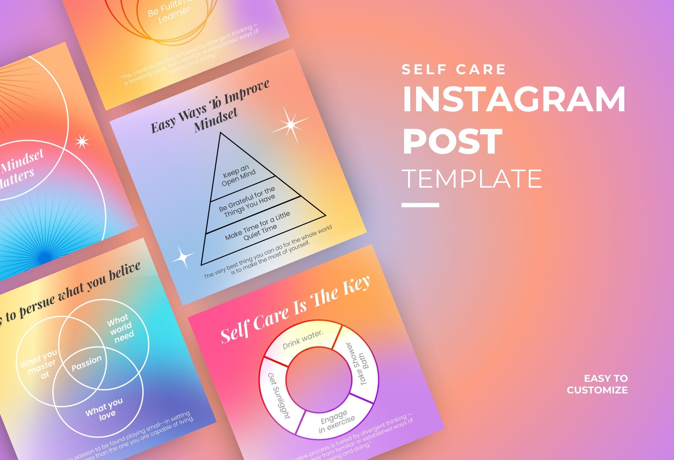 Purple And Orange Modern Self Care Guide Instagram Post Template