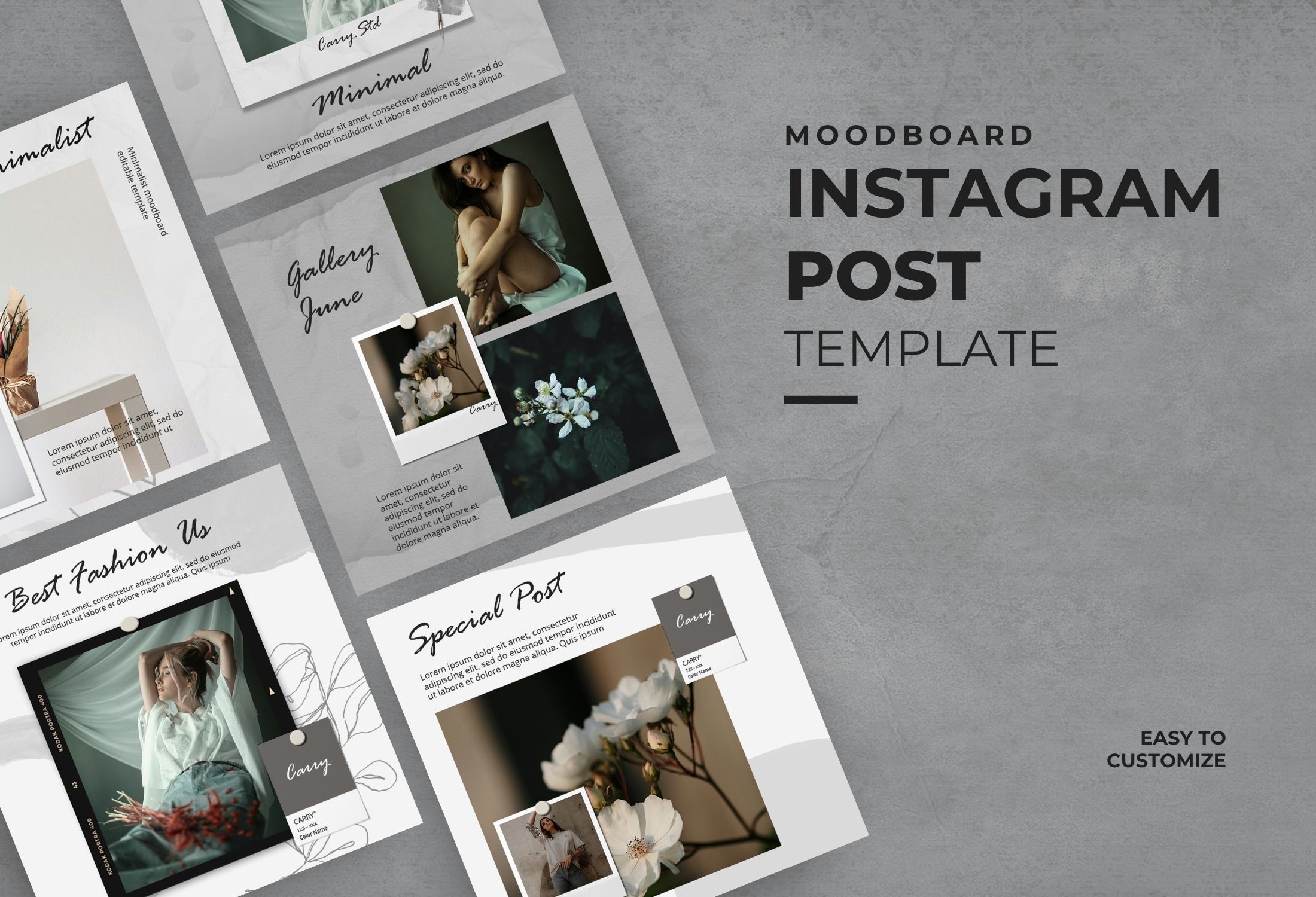 Gray Minimalist Moodboard Instagram Post Template