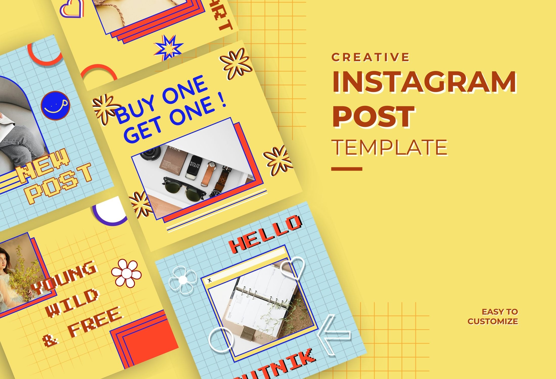 Yellow And Blue Creative Promotion Instagram Post Template