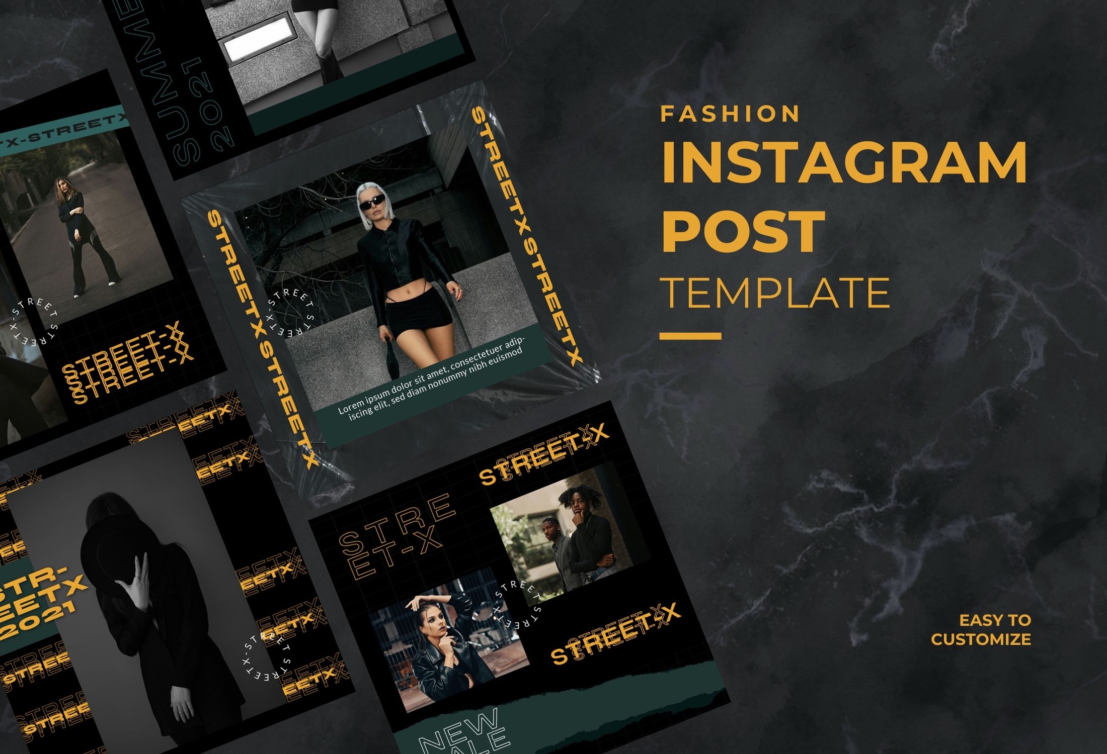 Black And Yellow Bold Fashion Promo Instagram Post Template