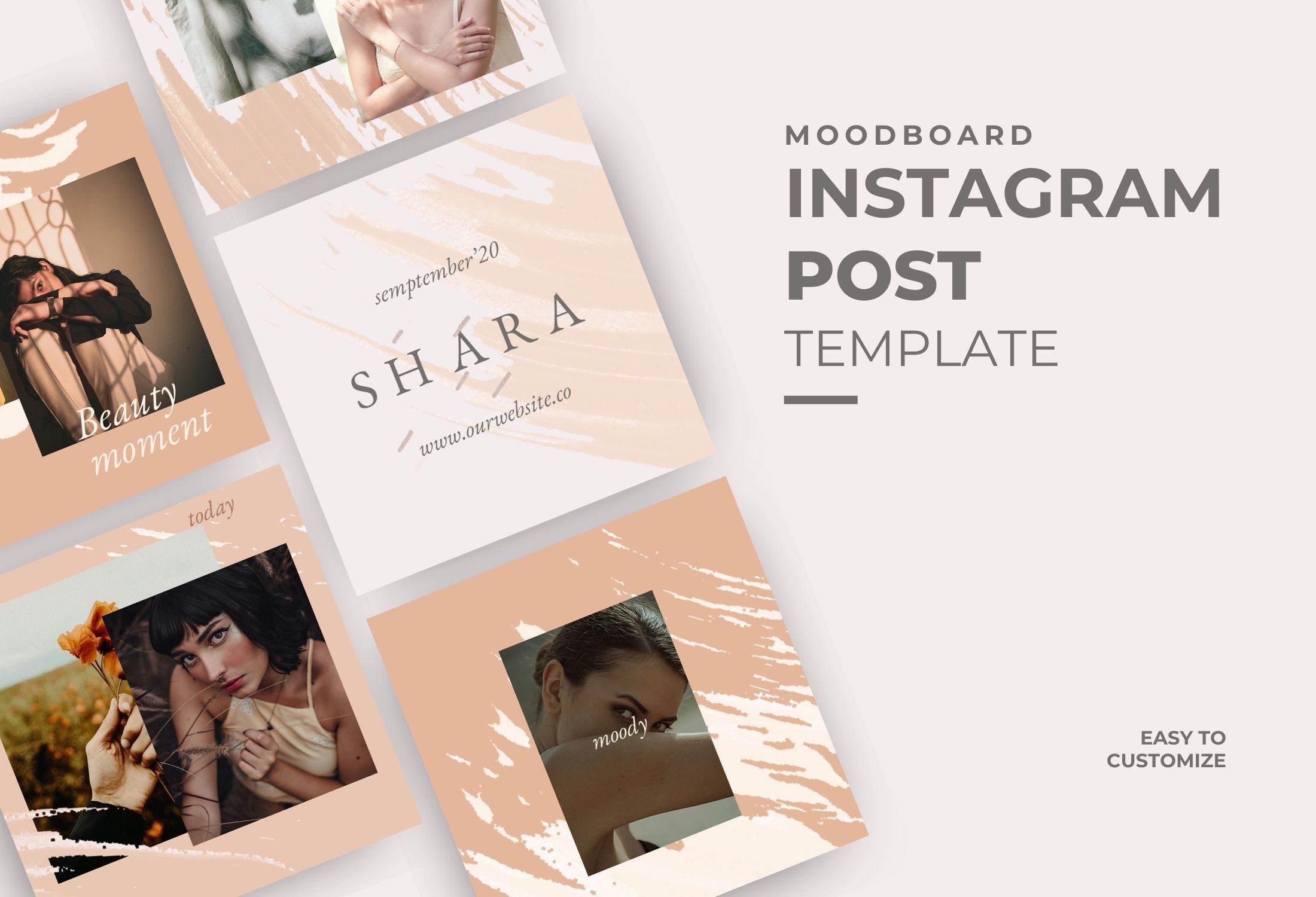 Peach Elegant Beauty Moodboard Instagram Post Template