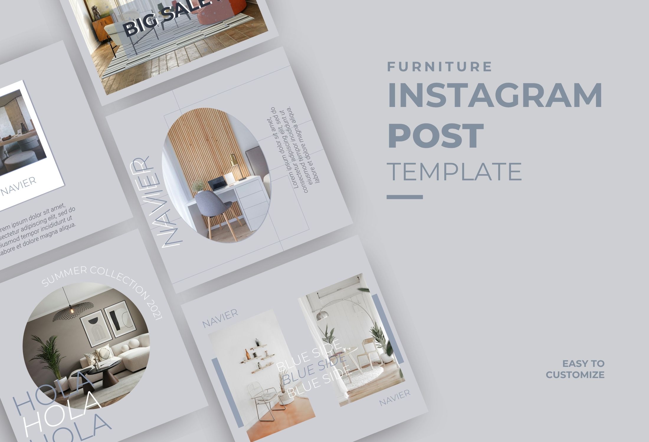 Gray Minimalist Furniture Collection Instagram Post Template