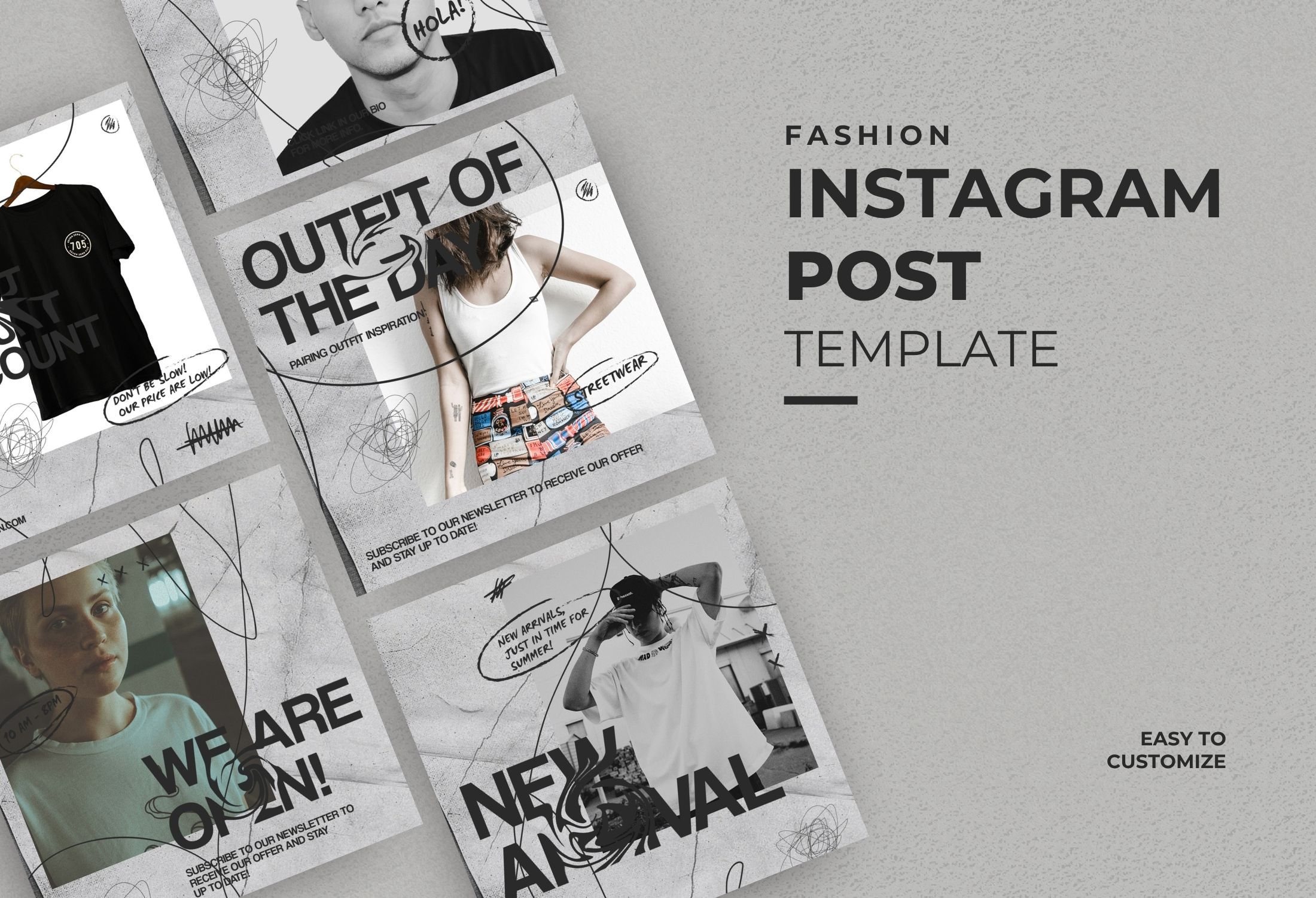 Gray Creative Fashion Promotion Instagram Post Template