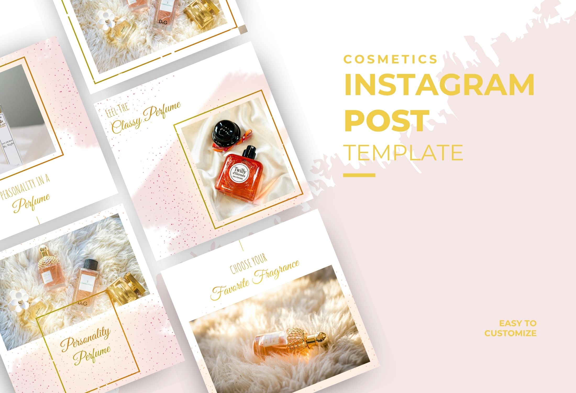 Pink And Gold Elegant Perfume Showcase Instagram Post Template