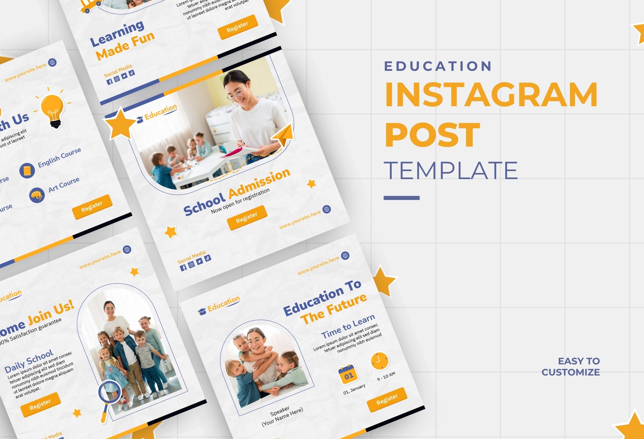 Orange And Blue Modern Education Campaign Instagram Post Template