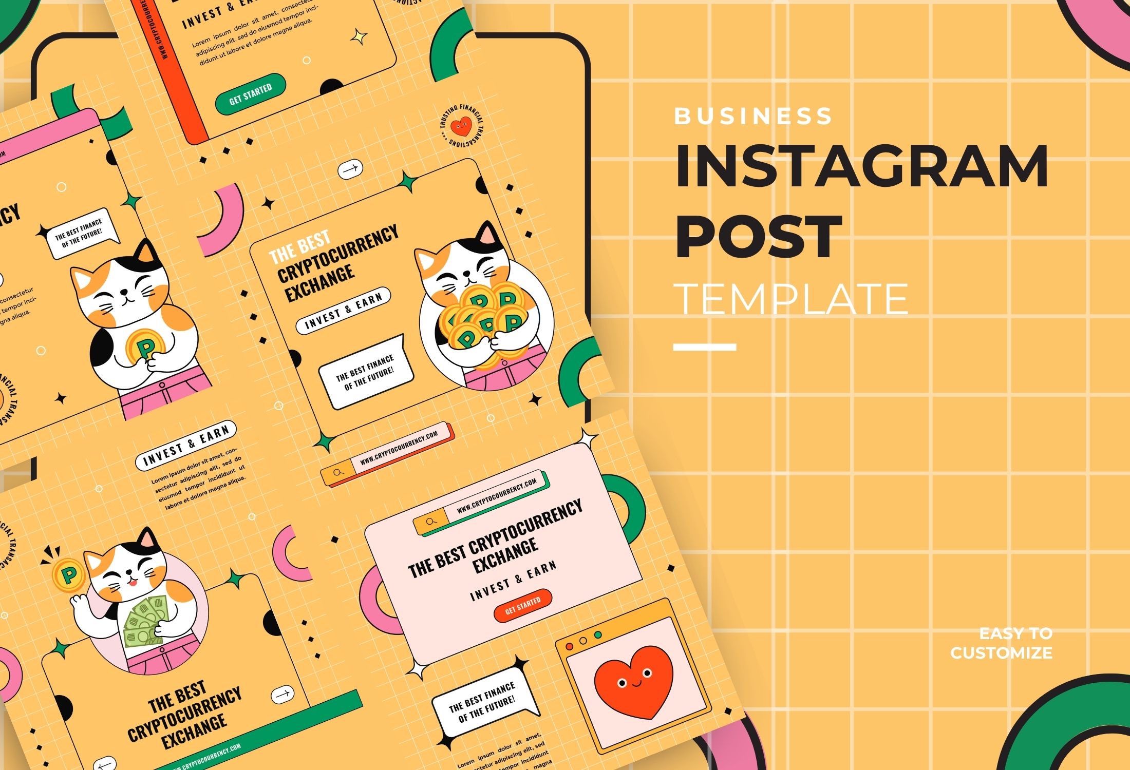 Orange Creative Cryptocurrency Promotion Instagram Post Template