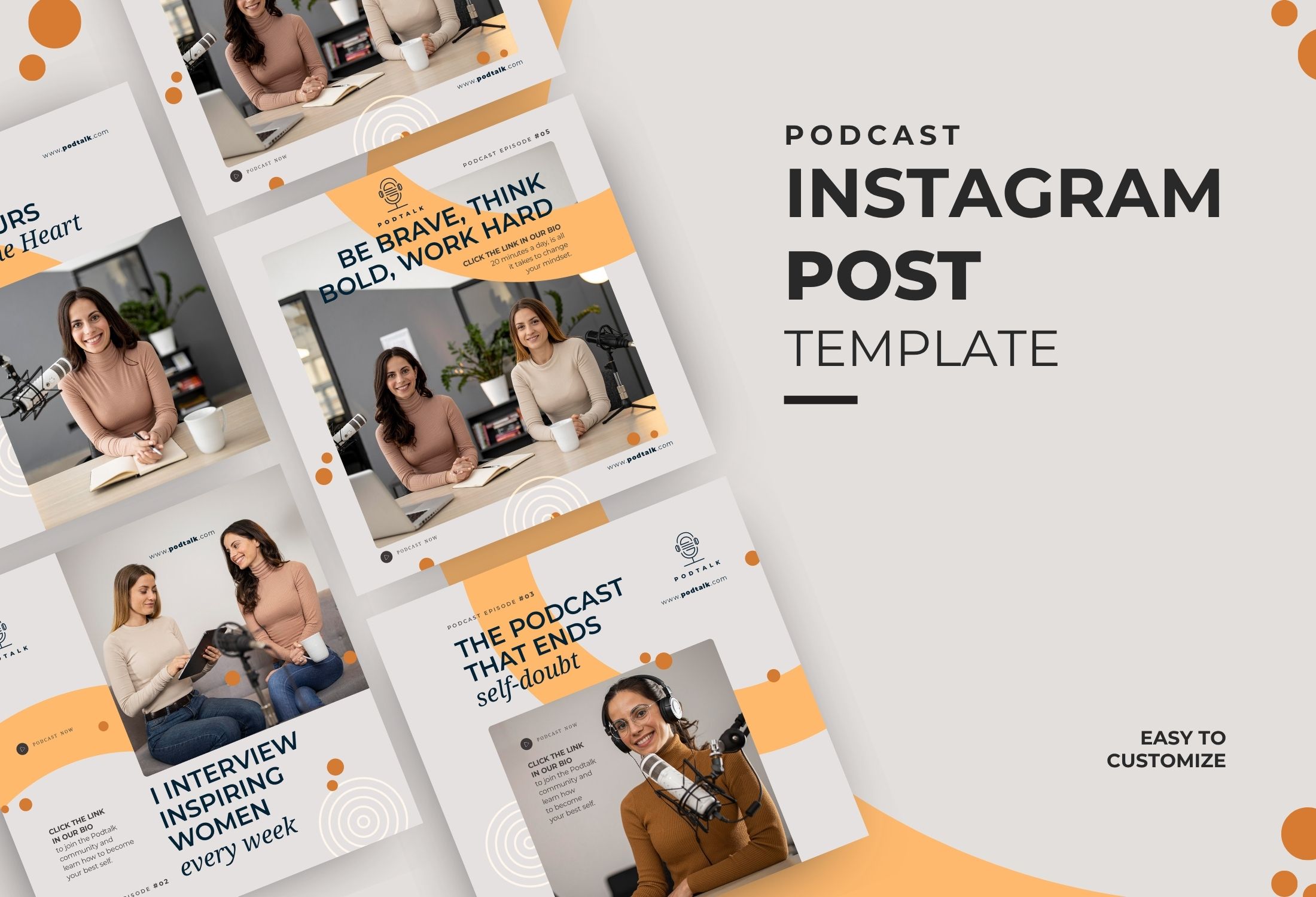 Orange And White Modern Podcast Promo Instagram Post Template