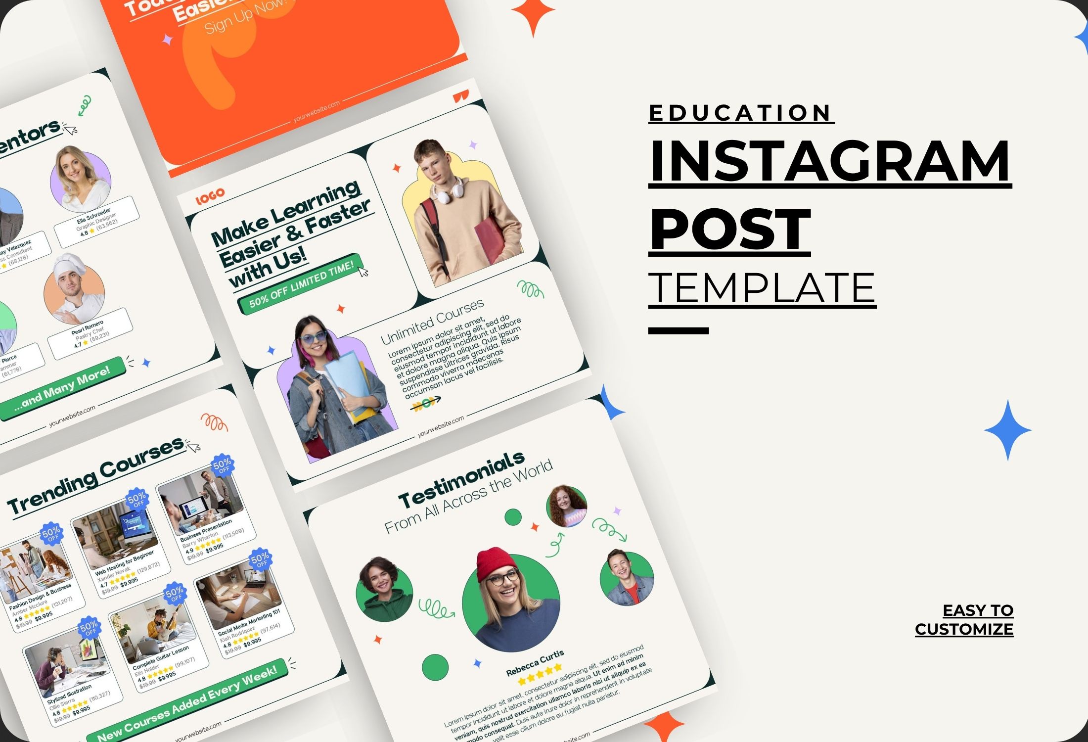 White And Orange Modern Education Campaign Instagram Post Template