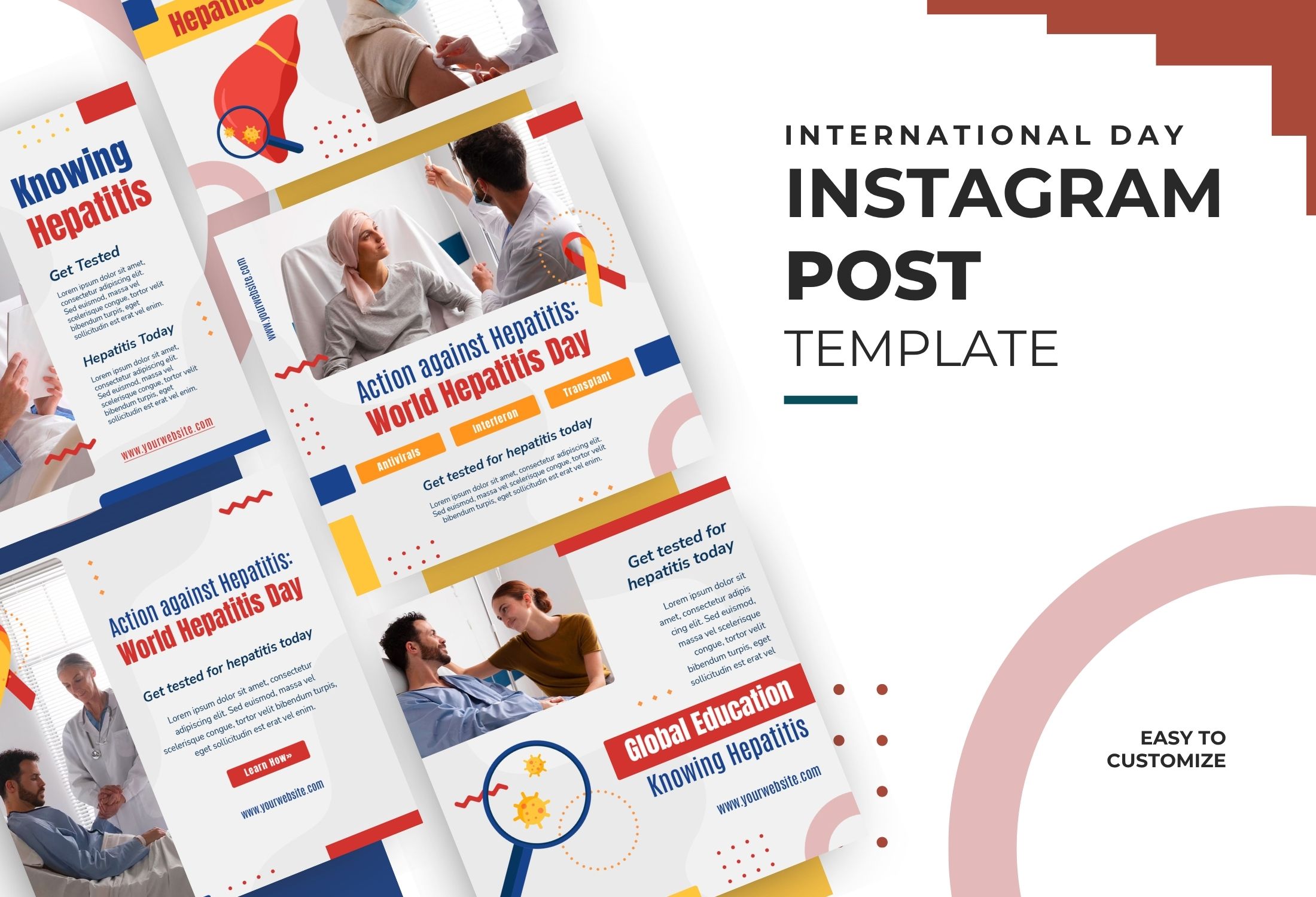 Red Blue Modern Health Awareness Instagram Post Template
