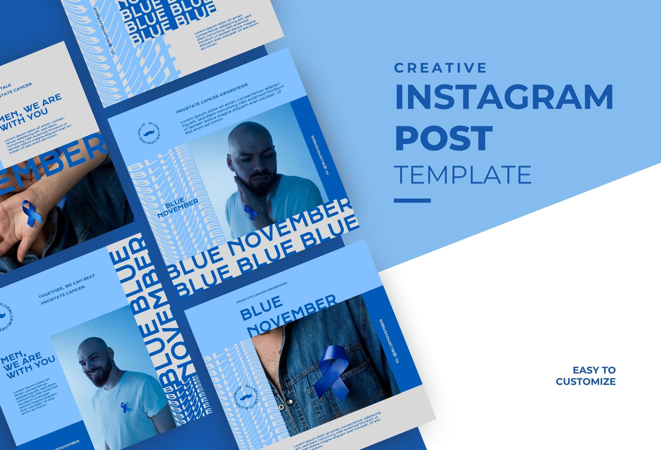 Blue Creative Awareness Campaign Instagram Post Template