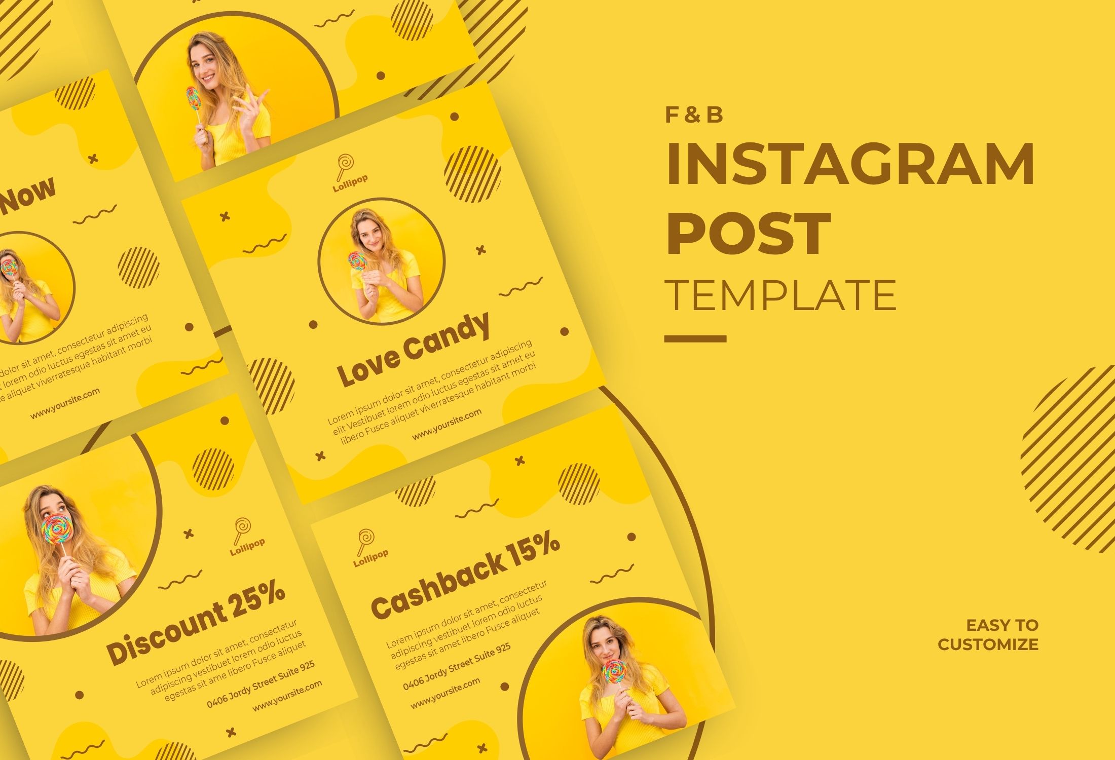 Yellow Modern Candy Promotion Instagram Post Template