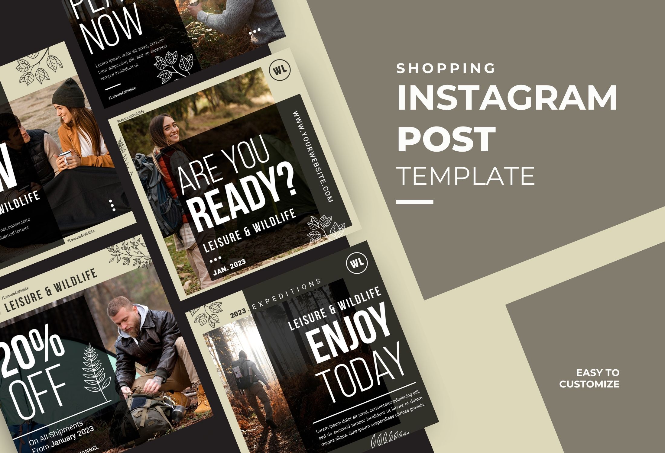 Beige And Black Modern Leisure Promotion Instagram Post Template