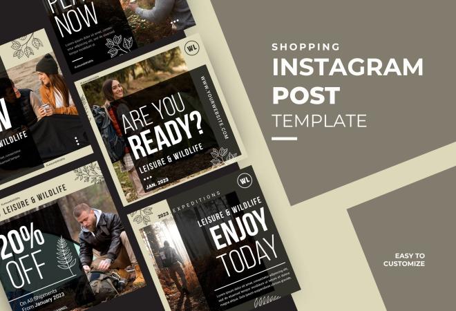 Beige And Black Modern Leisure Promotion Instagram Post Template