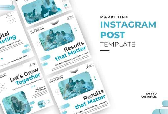 White And Blue Modern Marketing Campaign Instagram Post Template