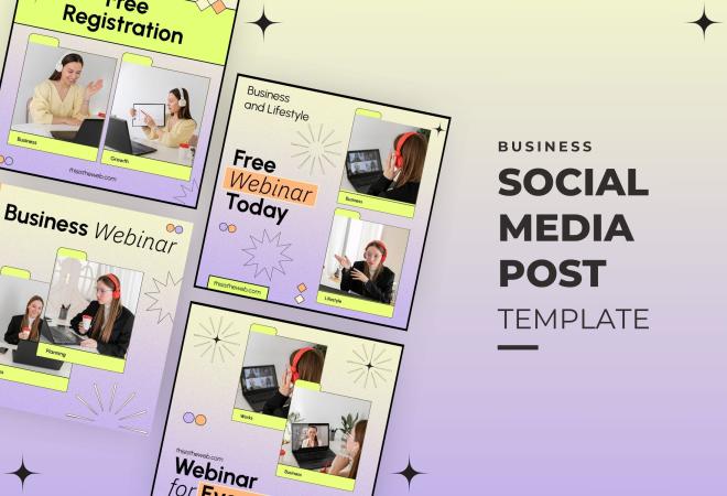 Purple And Yellow Modern Business Webinar Instagram Post Template